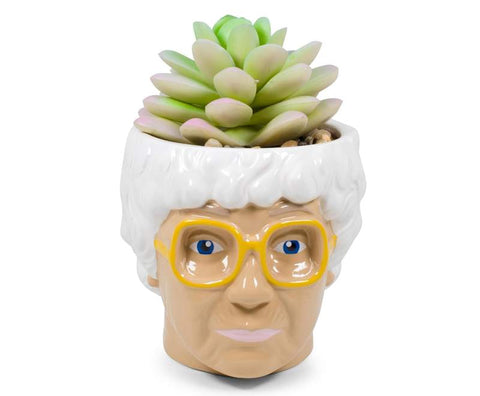 The Golden Girls Sophia Face Mini Ceramic Planter With Faux Succulent