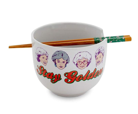 The Golden Girls "Stay Golden" 20-Ounce Ceramic Ramen Bowl and Chopstick Set