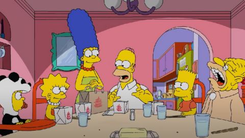The Simpsons Eating Together