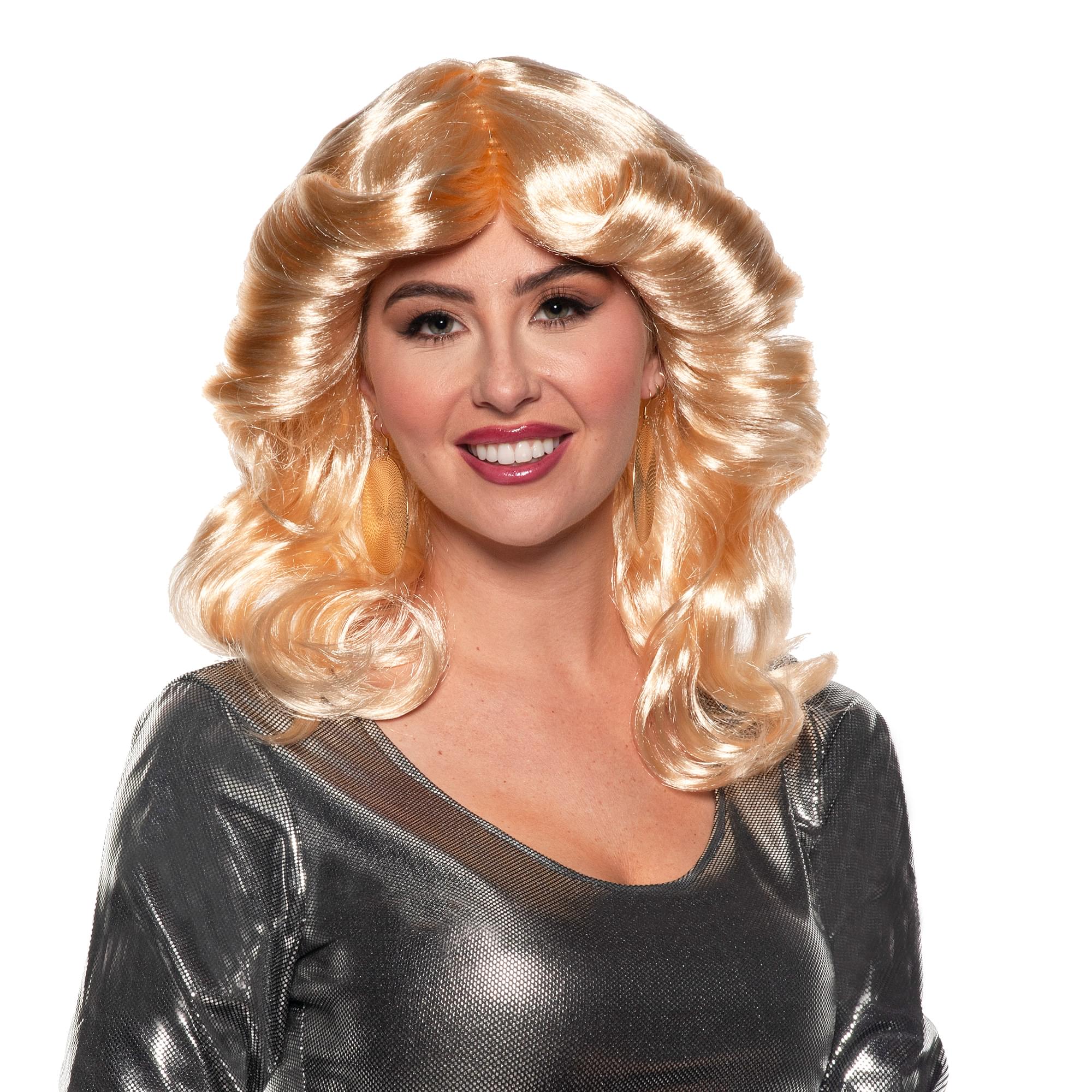 70's Feathered Adult Costume Wig , Blonde