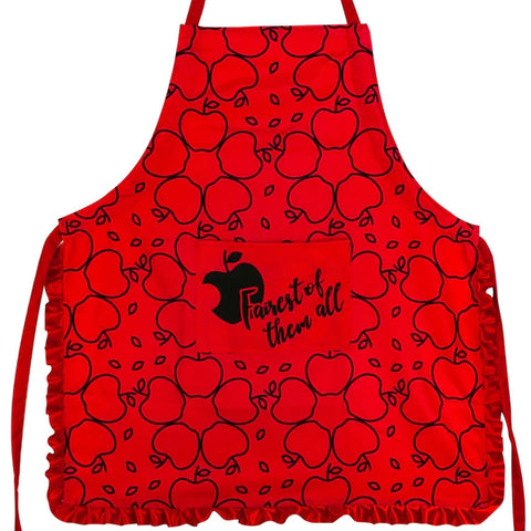 DISNEY SNOW WHITE APPLE PRINT RED RUFFLED ADULT KITCHEN APRON