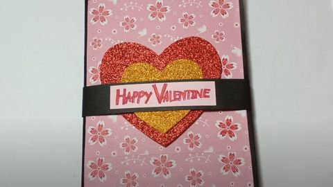 Valentines Card with Heart Glitters