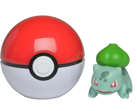 POKEMON CLIP N GO POKE BALL SET | 2 INCH BULBASAUR & POKE BALL