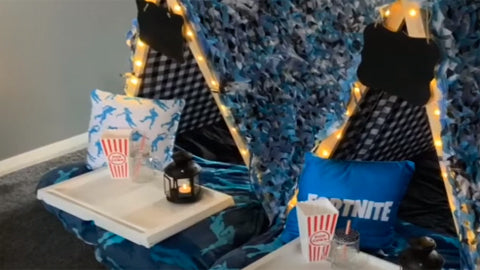 fortnite sleepover theme party with tent