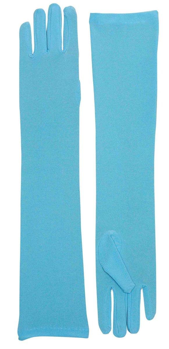 Long Light Blue Adult Female Costume Nylon Dress Gloves | Free Shippin