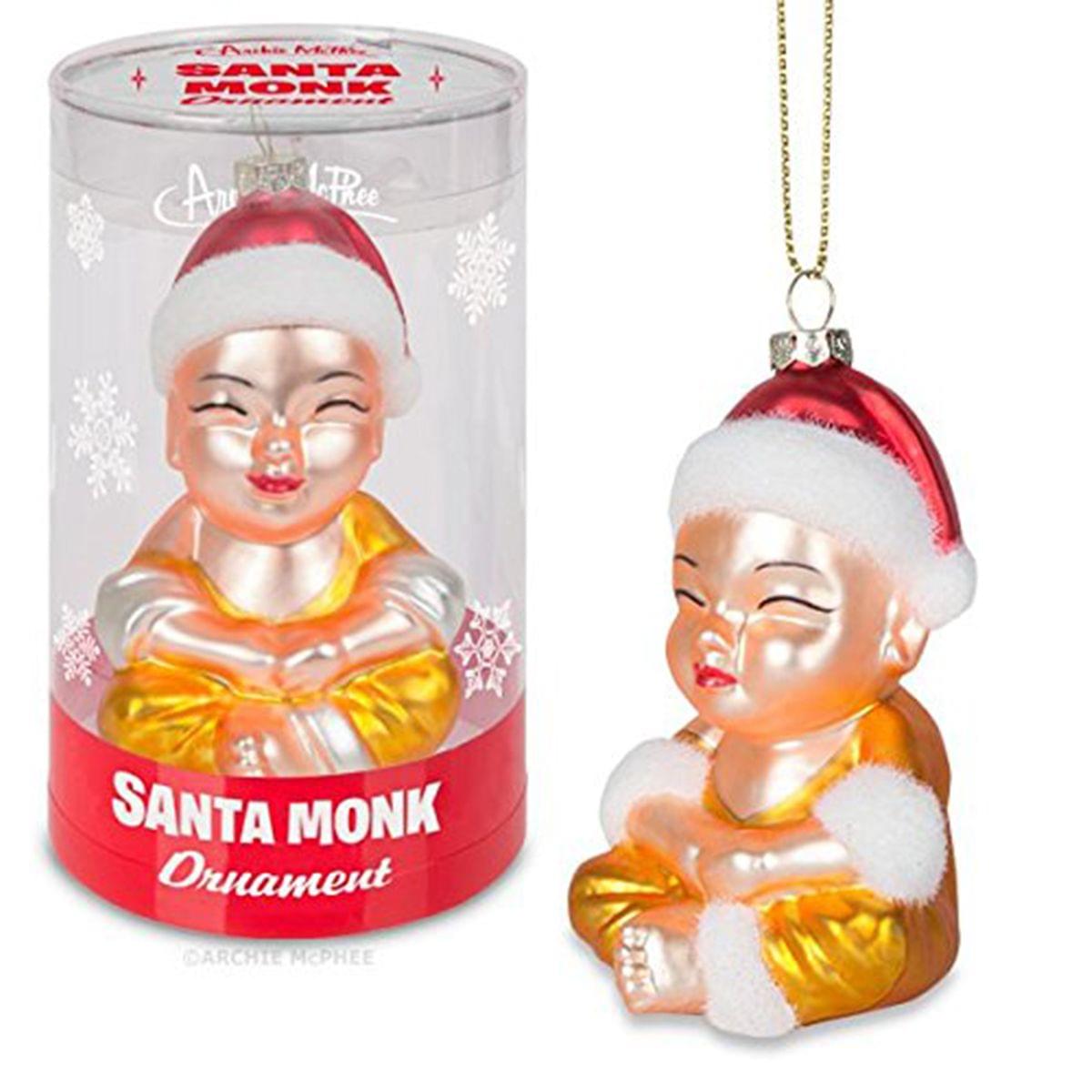 Photos - Other Jewellery Santa Monk Glass Holiday Ornament ACC-12555-C
