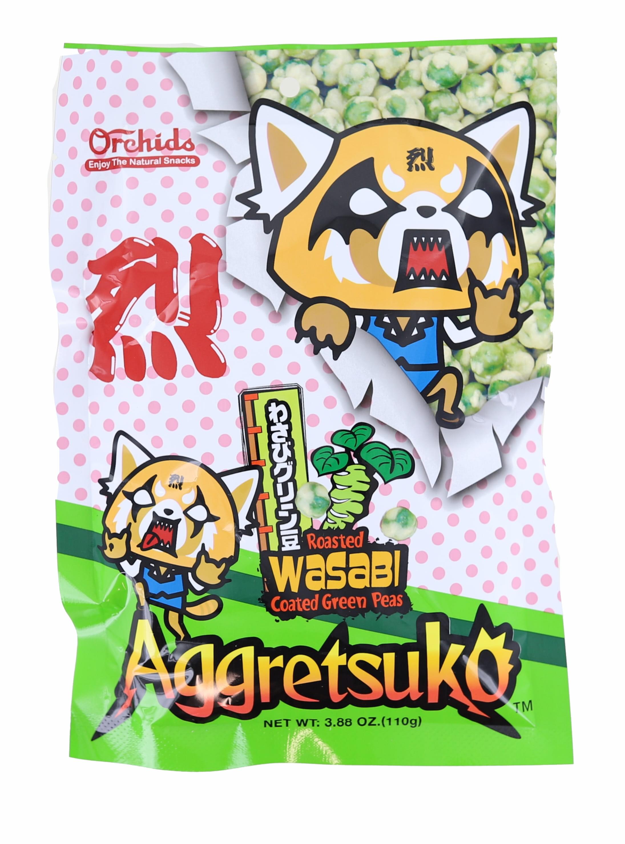 Sanrio Aggretsuko Roasted Wasabi Coated Green Peas , 3.88 Ounce Pack