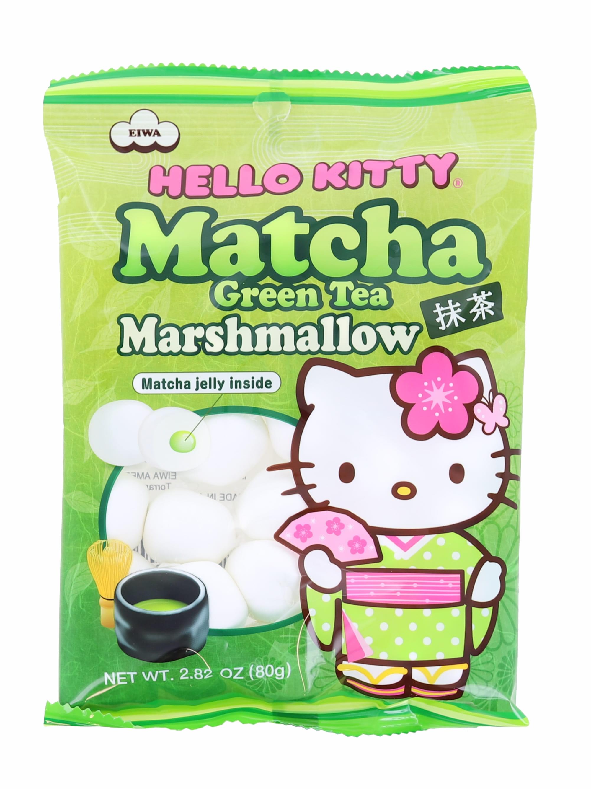 Hello Kitty Marshmallow Matcha Green Tea Filled Candy , 3.1 Ounce Pack