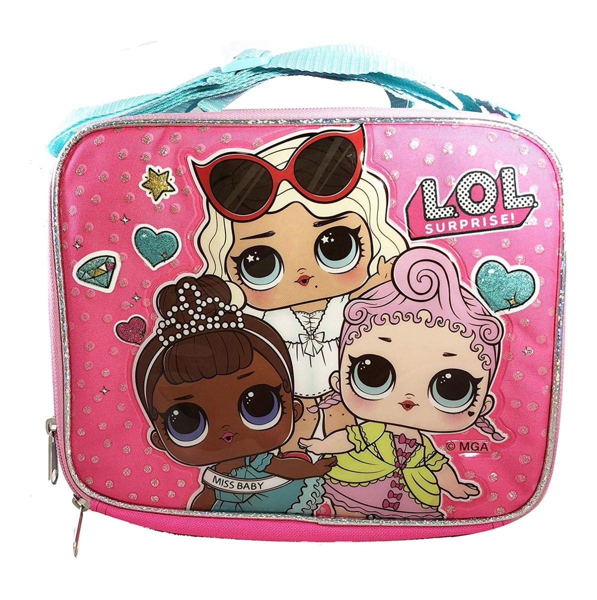 LOL Surprise! Glam Club Insulated Pink Lunch Tote W/ Shoulder Strap