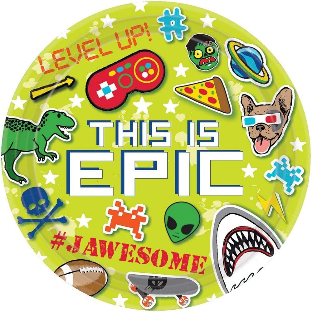 Epic Party 9 Square Paper Party Plates, 8-Pack