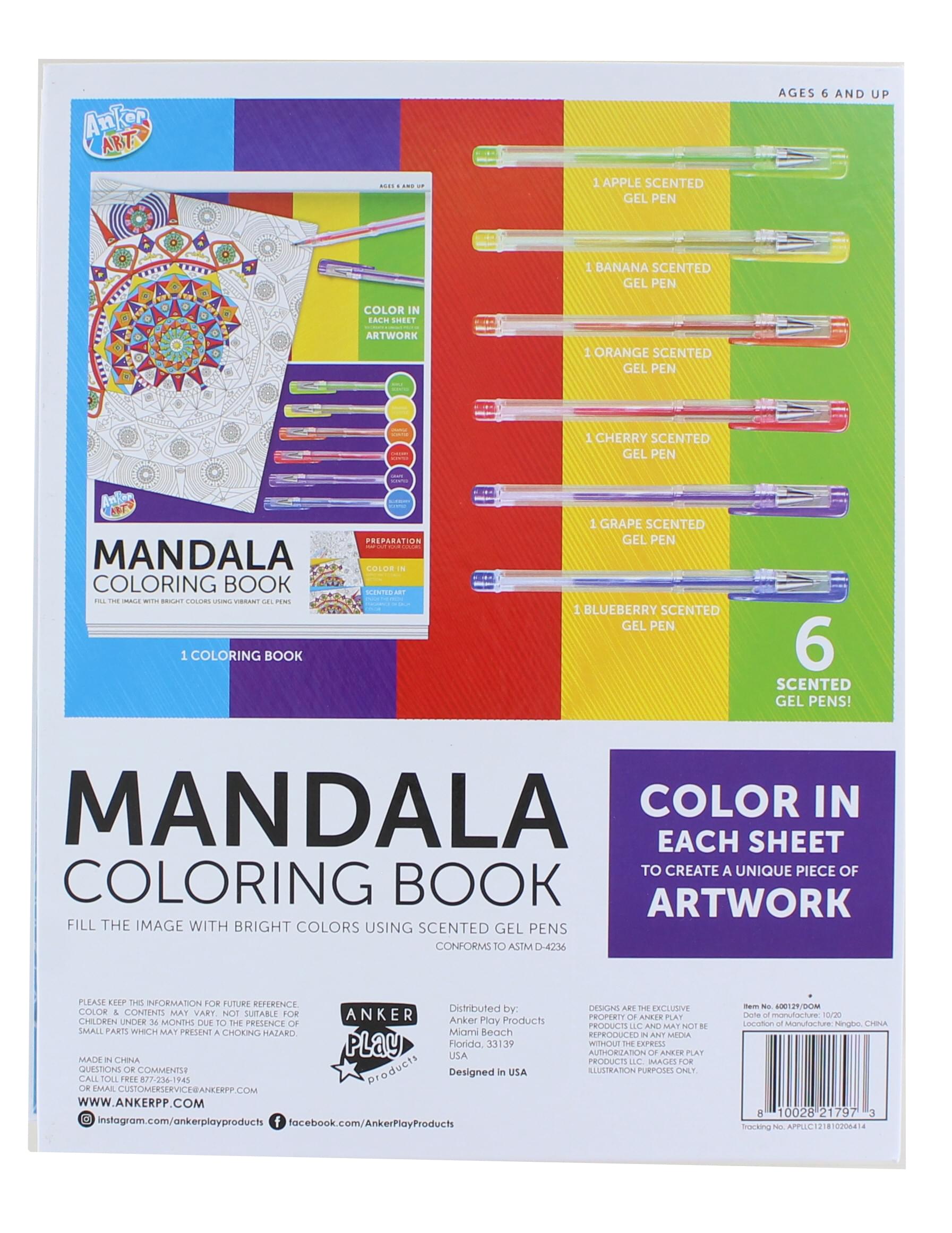 Download Coloring Book Kit W 6 Scented Gel Pens Mandala Free Shipping Toynk Toys