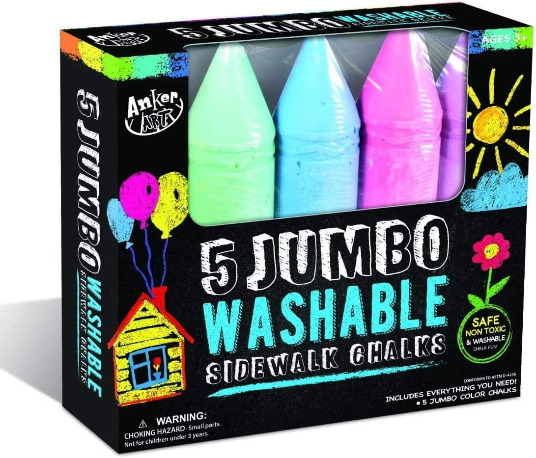 Jumbo Washable Sidewalk Chalk , 5 Pack