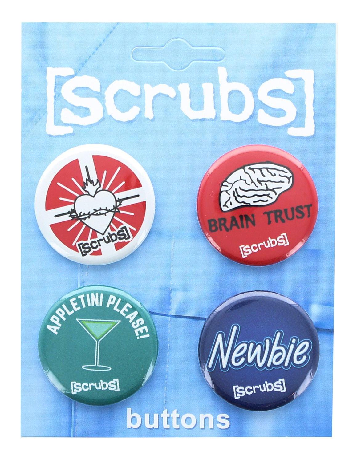 Scrubs 1.25 Inch Collectible Button Pins - Set Of 4