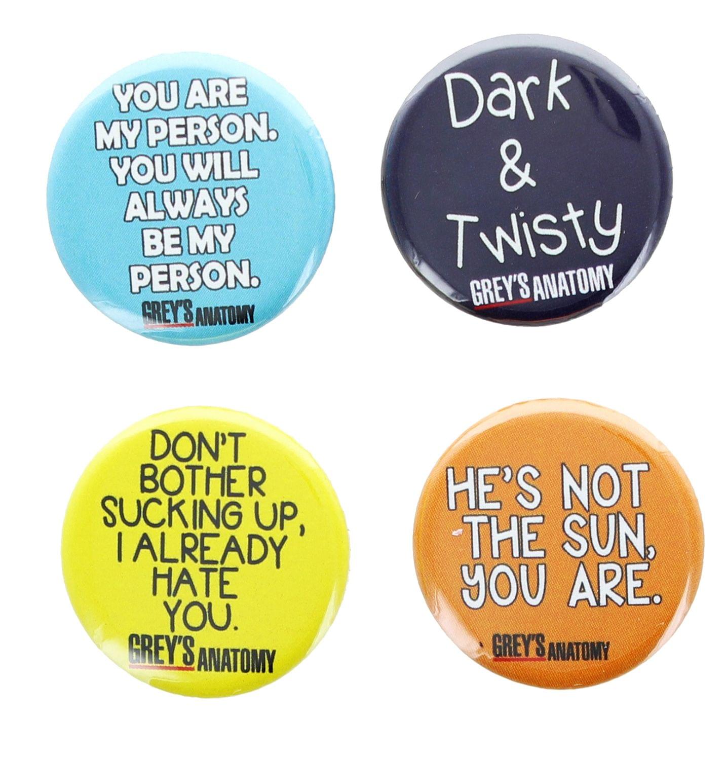 Greys Anatomy 1.25 Inch Collectible Button Pins - Set Of 4