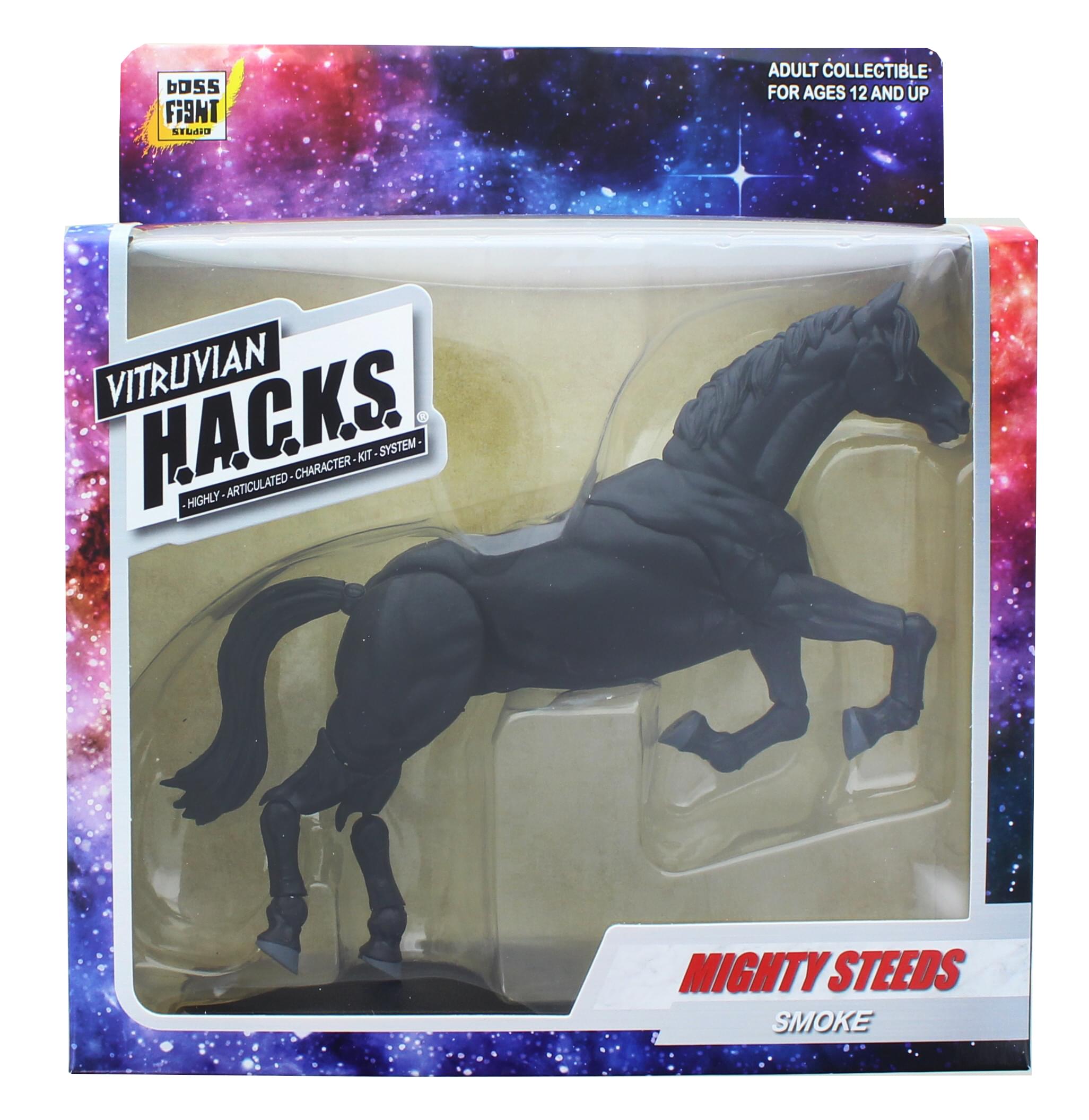 Vitruvian H.A.C.K.S. Mighty Steeds Action Figure Mount , Smoke (Black Horse)