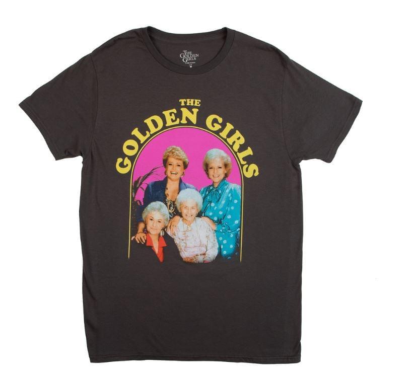 Golden Girls Group Shot Vintage T-Shirt , Charcoal Grey Shirt Featuring The Cast