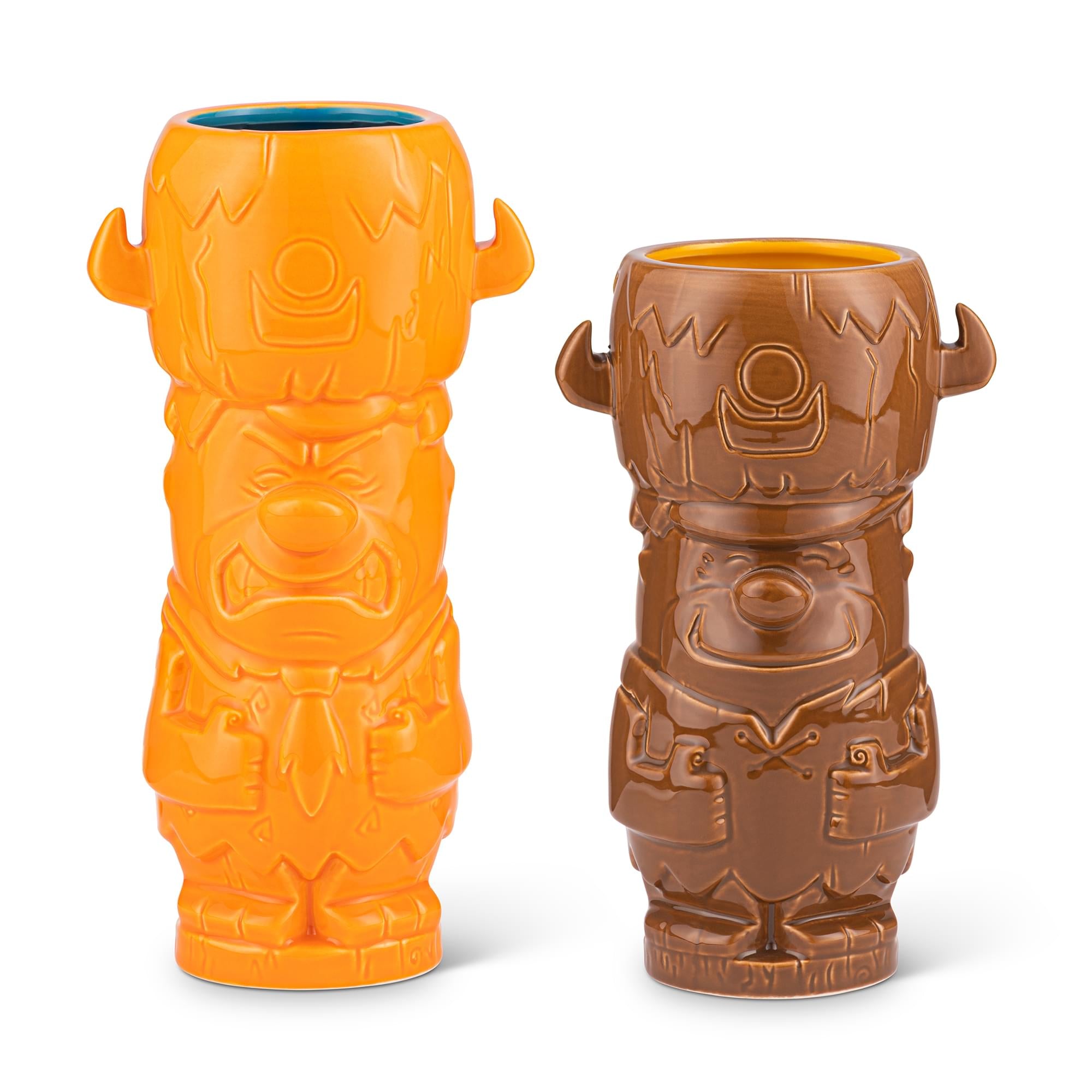 Geeki Tikis The Flintstones Mug Set , Fred & Barney Tiki Mugs , Holds 28 Ounces