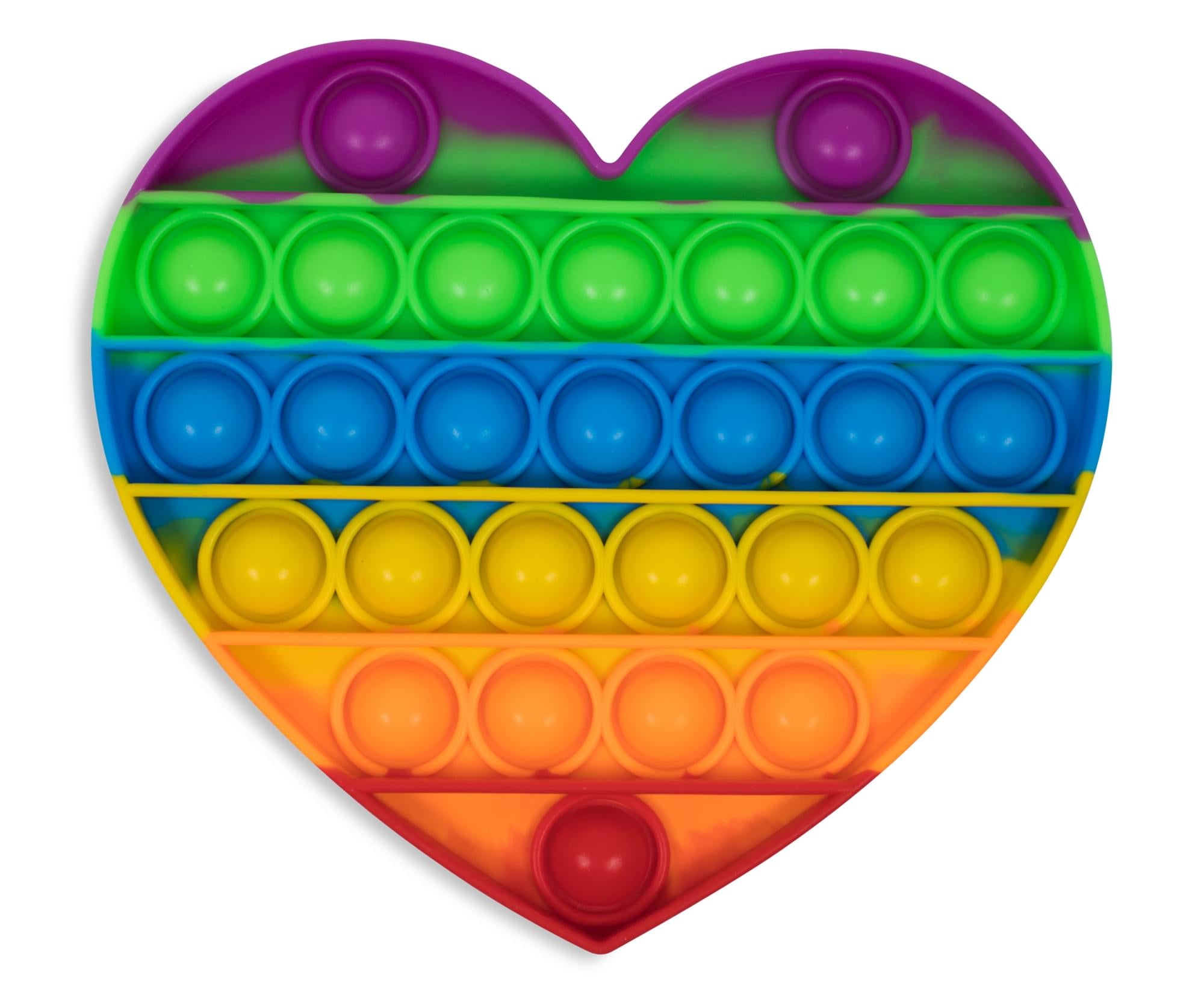 Pop Fidget Toy Silicone Bubble Popping Game , Rainbow Heart