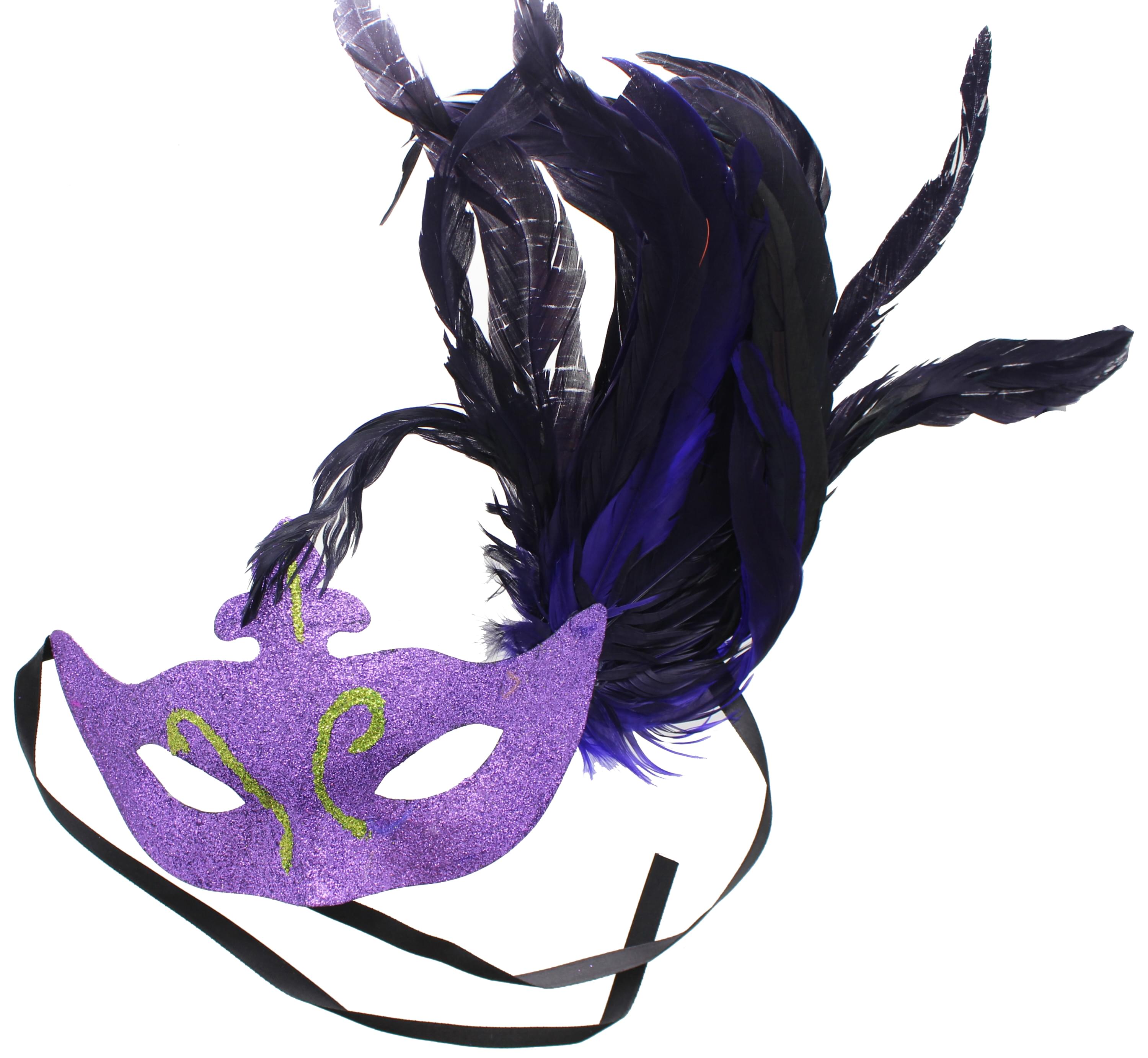 Glitter Eye Venetian, Masquerade, Mardi Gras Mask W/Feathers Style E