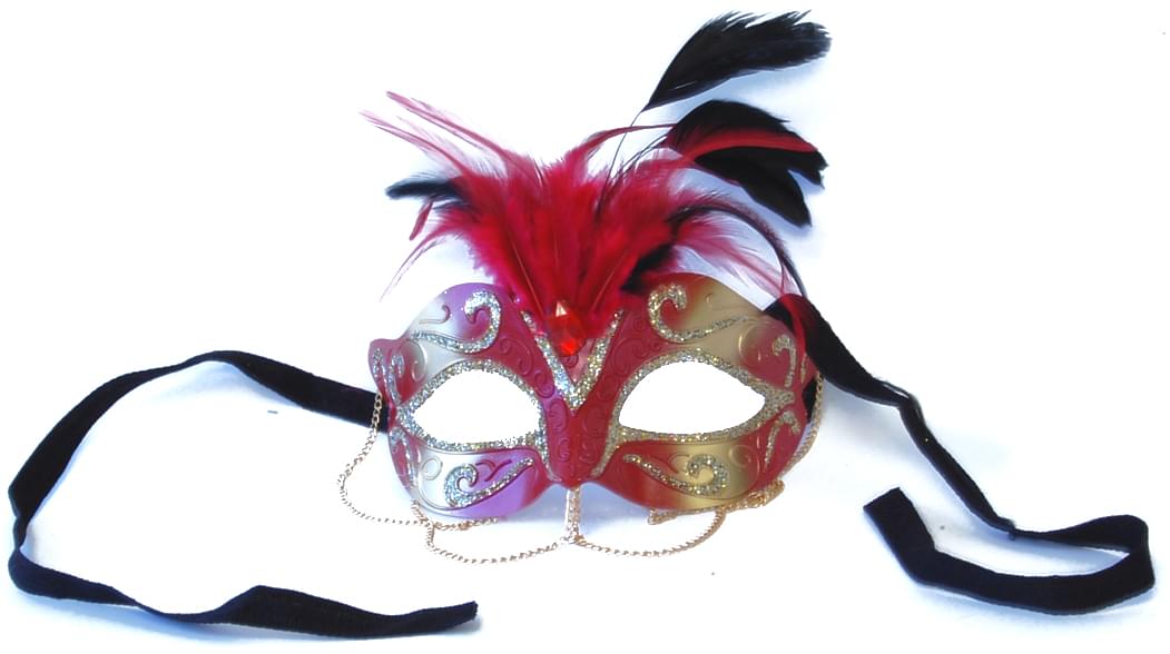 Tamire Costume Mask With Gold Chain: Red/Gold | Free Shipping