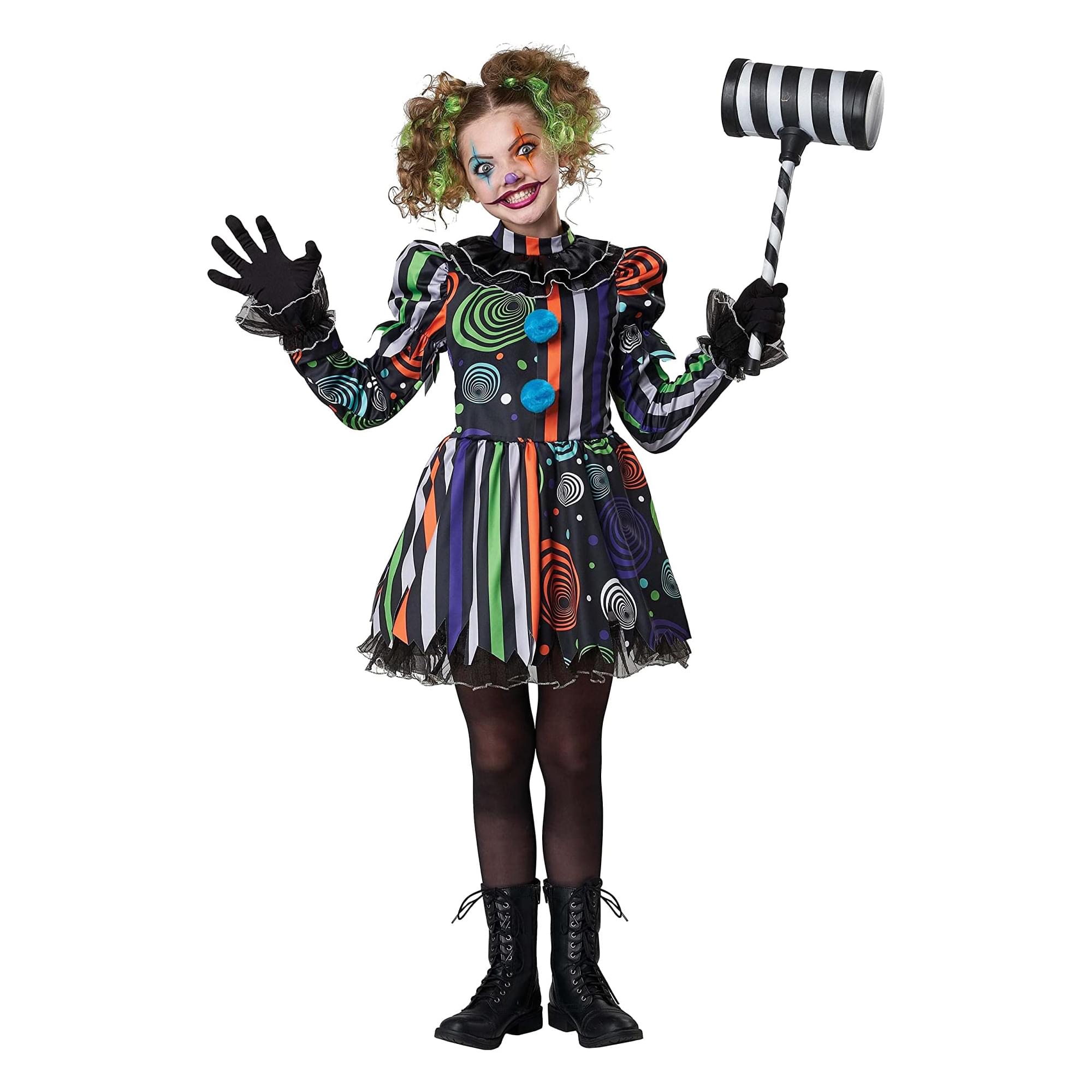 Neon Nightmare Clown Child Costume