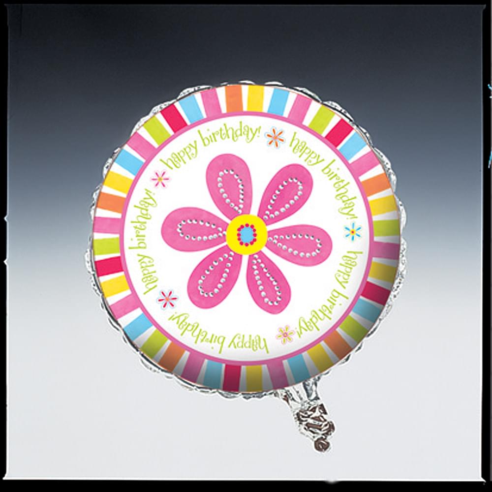18 Foil Helium Metallic Balloon Pink Flower Cheer