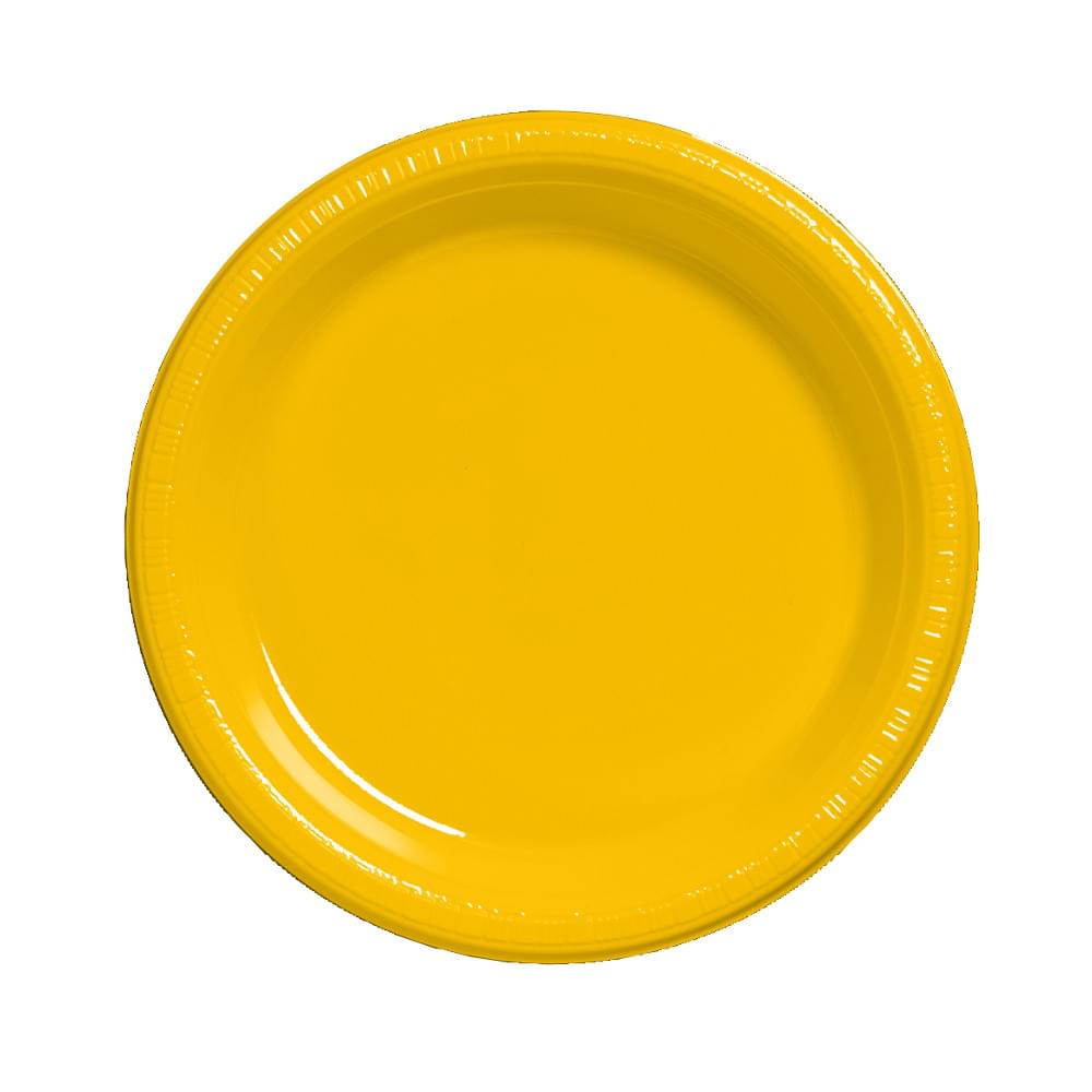 Touch Of Color 20 Count 7 Heavy Duty Plastic Plates School Bus Yellow