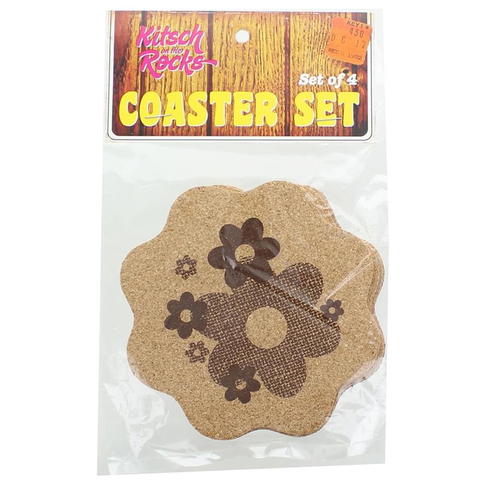 Kitsch On The Rocks Retro Cork Coaster Set - Daisy - Set Of 4