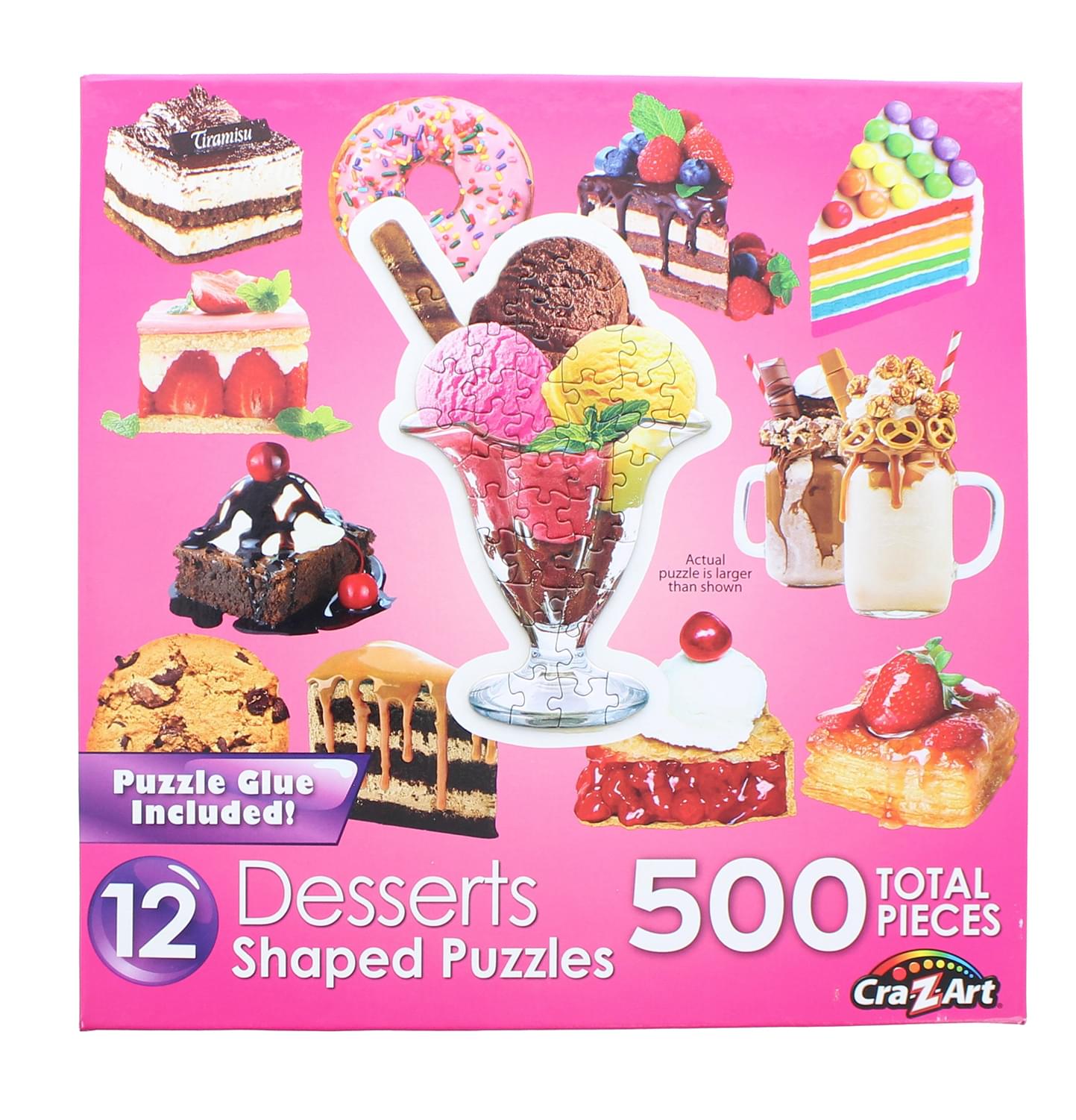 Dessert Delights , 12 Mini Shaped Jigsaw Puzzles , 500 Color Coded Pieces