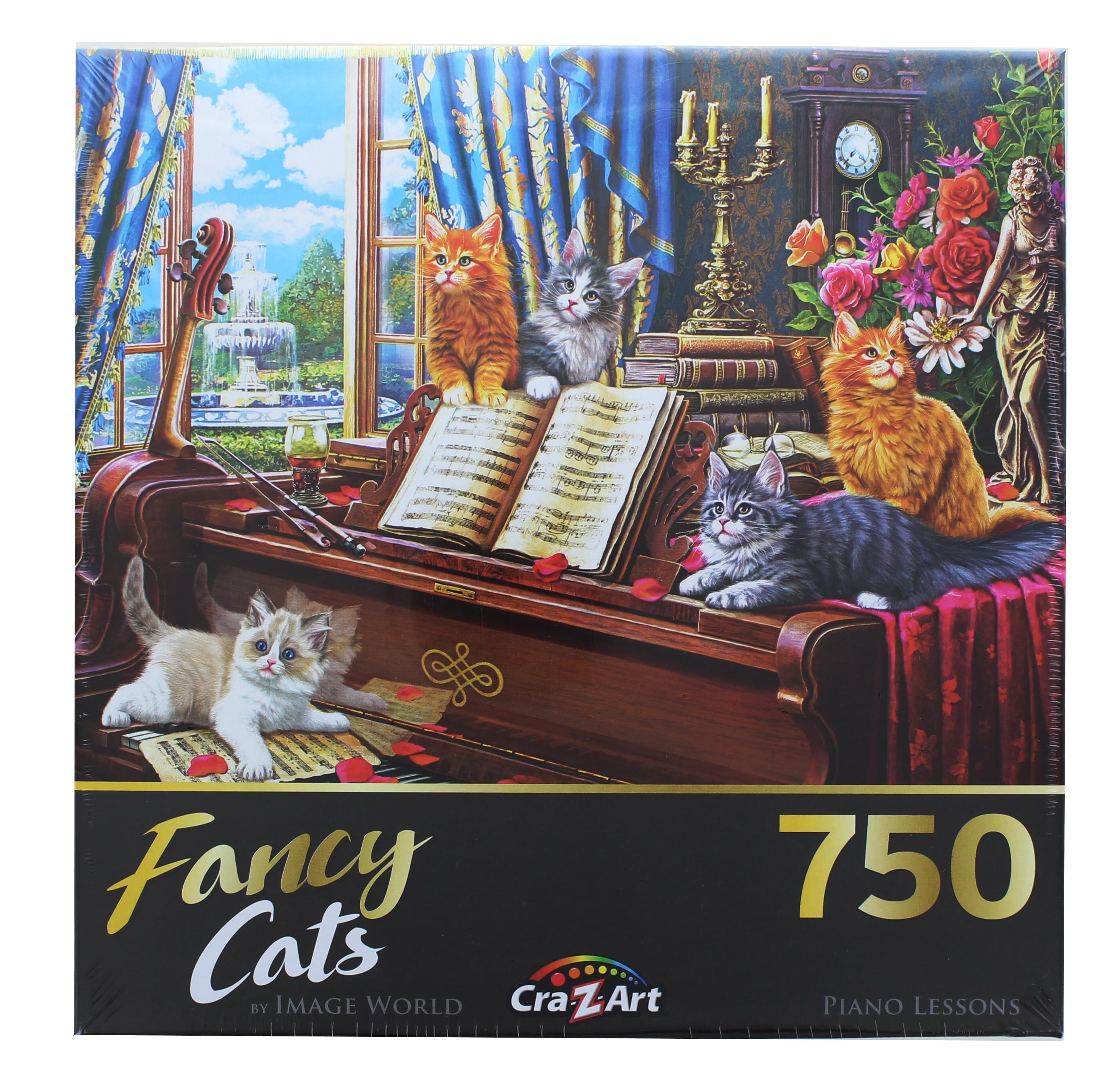 Fancy Cats Piano Lessons 750 Piece Jigsaw Puzzle