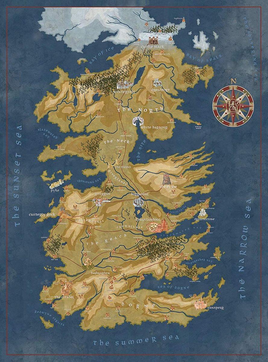 Game of thrones map of westeros