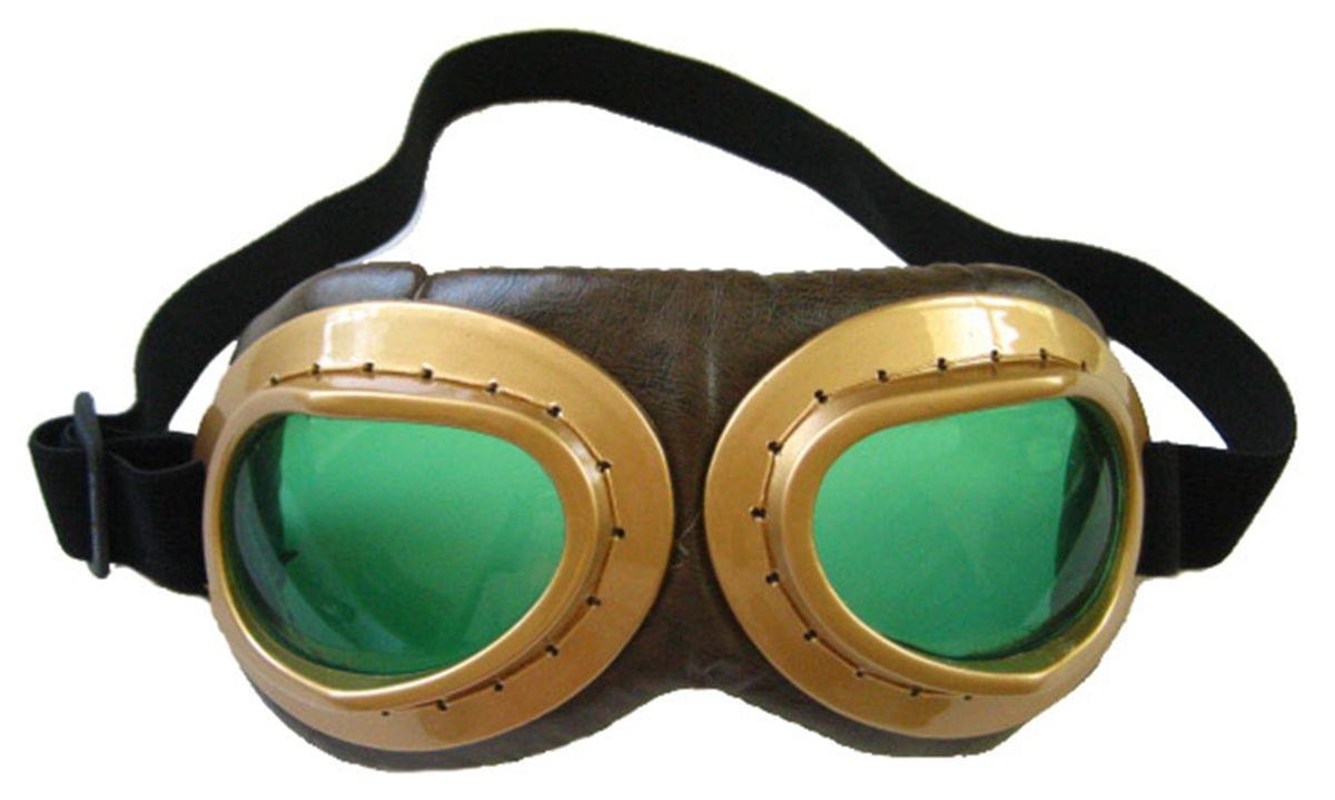 Photos - Fancy Dress Aviator Goggle Gold & Brown Adult Costume Accessory ELP-300831-C 