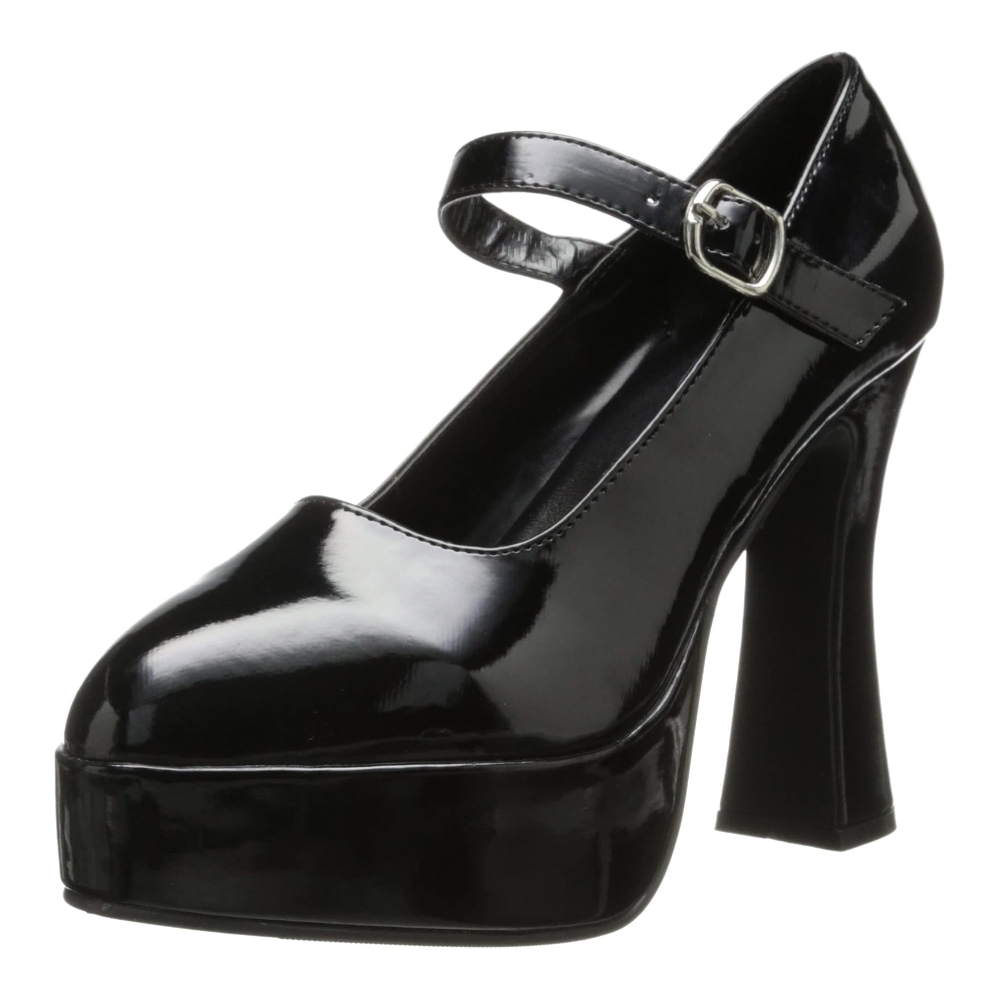 5 Chunky Heel With 1.5 Platform Black Mary Jane