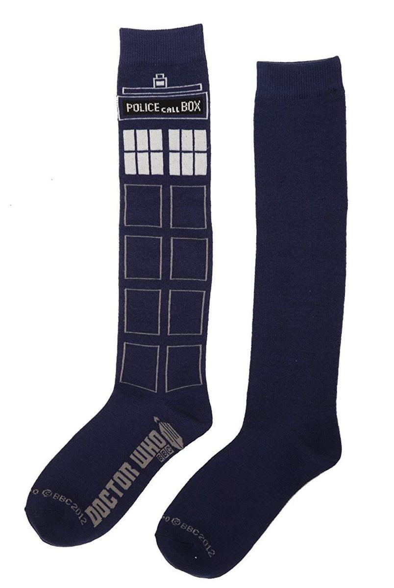 Doctor Who Women's Sock Blue Tardis Over-The-Knee High Stock | Free Sh