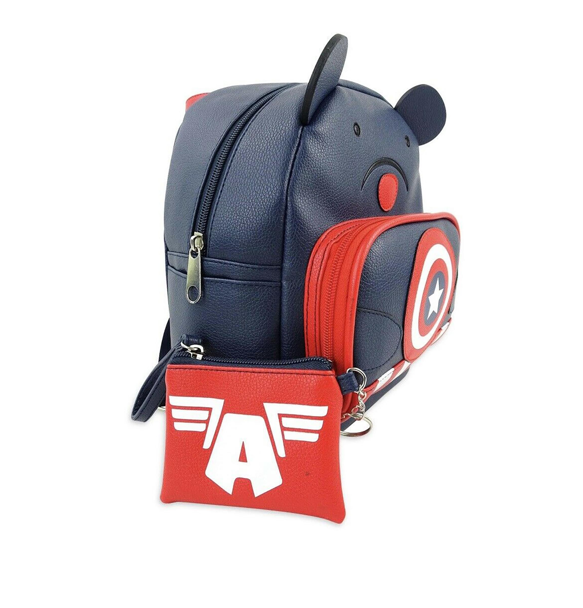 Marvel Captain America Bear 10 Inch Pleather Backpack W/ Coin Purse