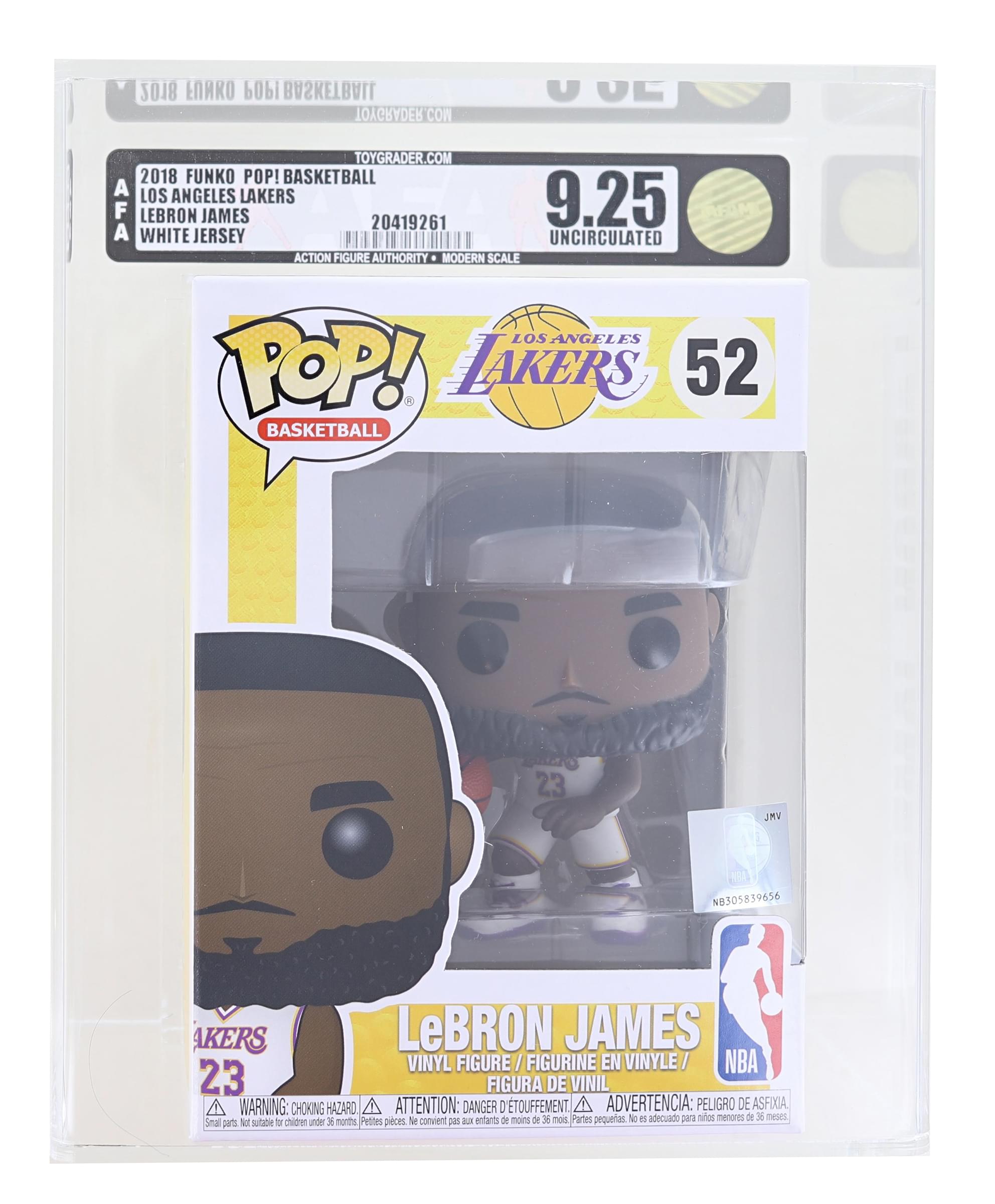 LA Lakers NBA Funko POP Vinyl Figure , Lebron James White Jersey Graded AFA 9.25