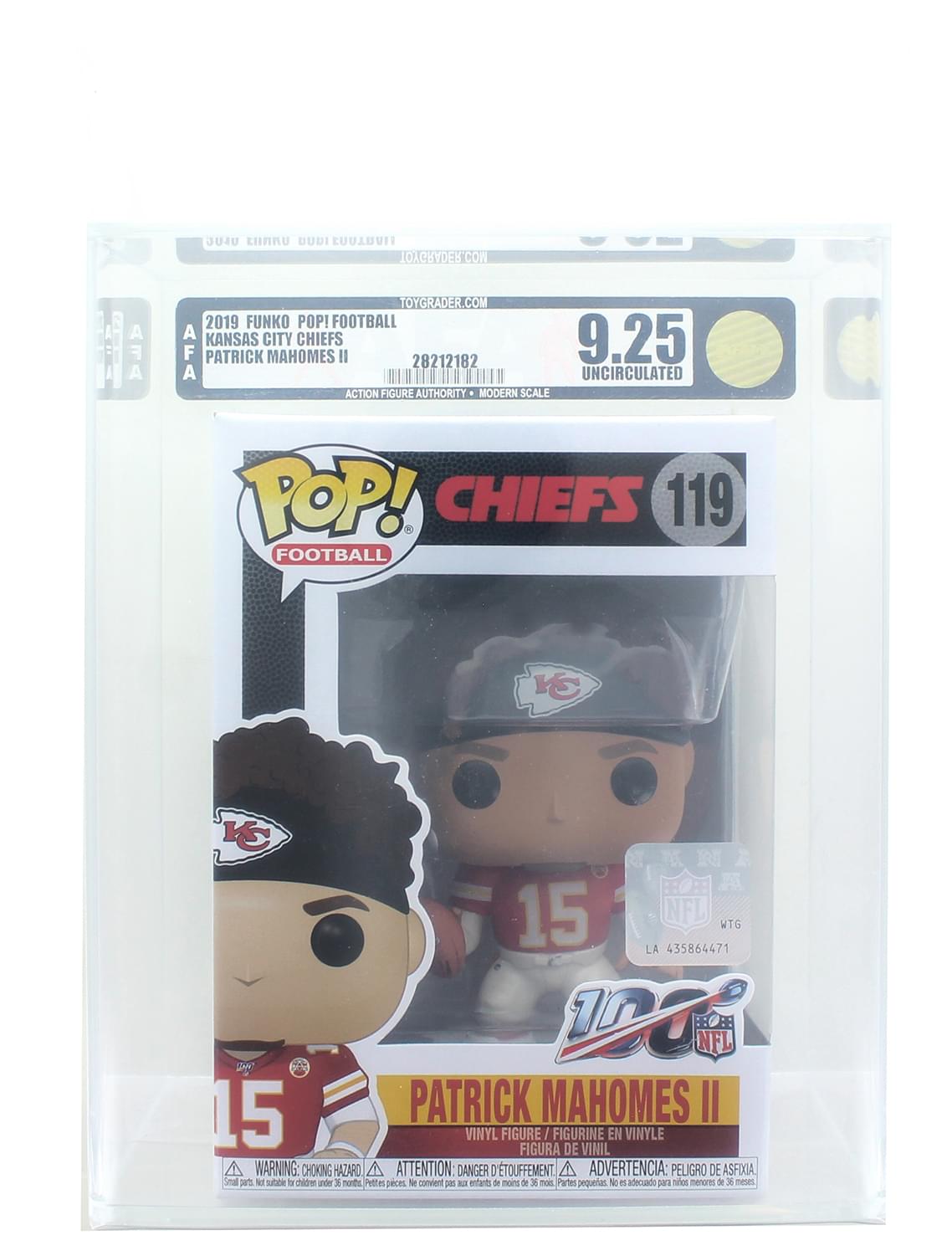 Kansas City Chiefs NFL Funko POP Vinyl Figure , Patrick Mahomes II , Rated AFA 9.25