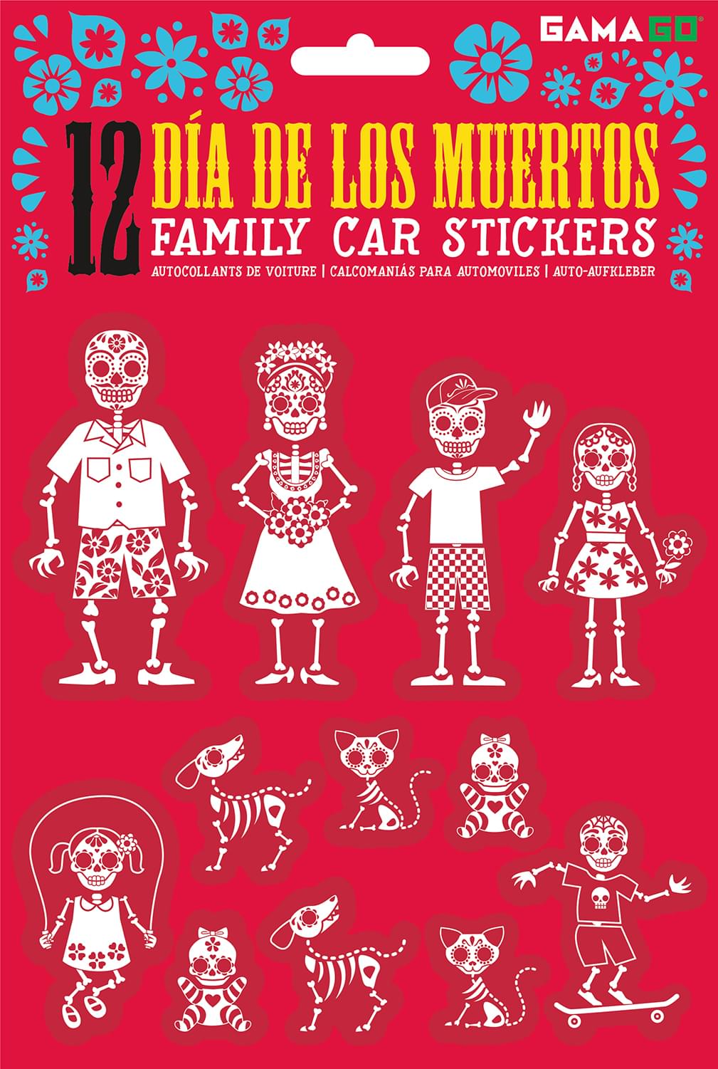 GAMAGO Dia De Los Muertos Car Stickers , Set Of 12