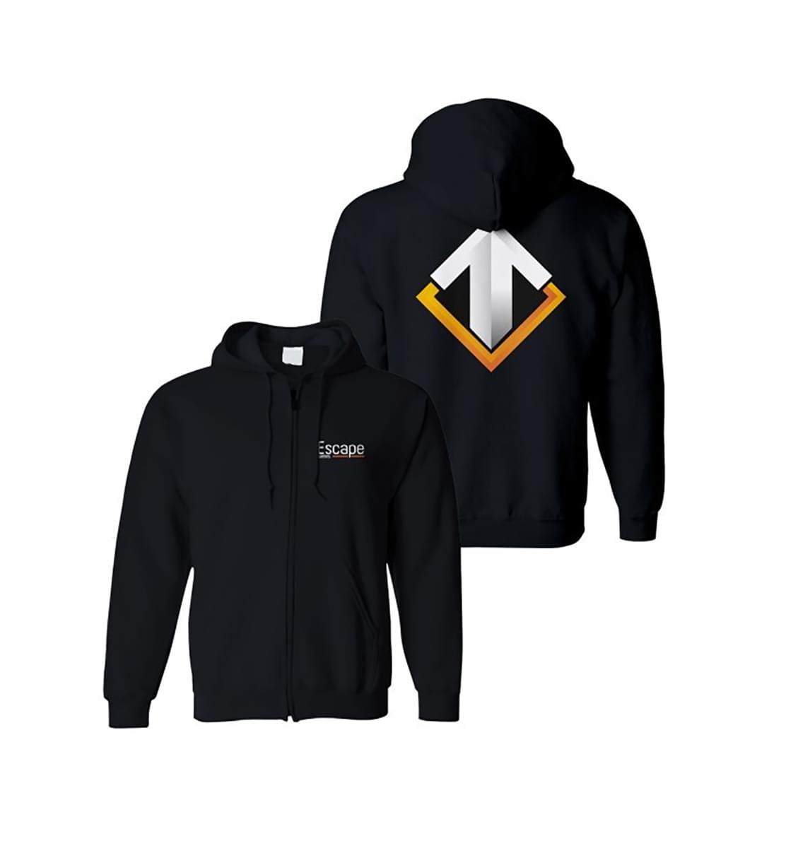 Escape Gaming Large Logo Black Zip-Up Men's Hoodie