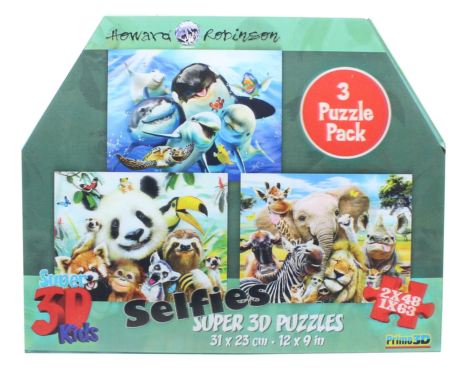 Howard Robinson- Animal Selfies - 48 & 63pc 3D Puzzle Box Of 3