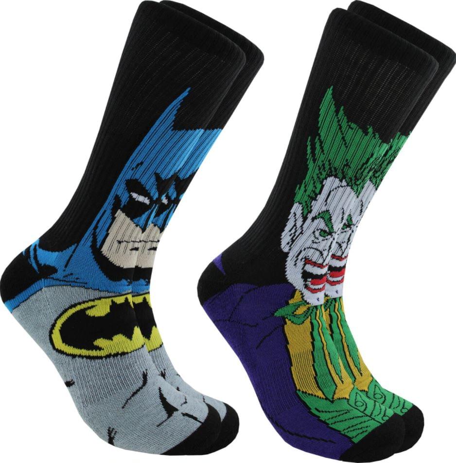 DC Comics Batman And Joker Mens Novelty Crew Socks , 2 Pairs