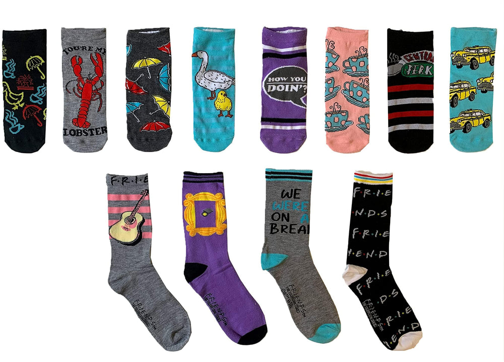 Friends Womens 12 Days of Socks in Advent Gift Box | Free Shipping