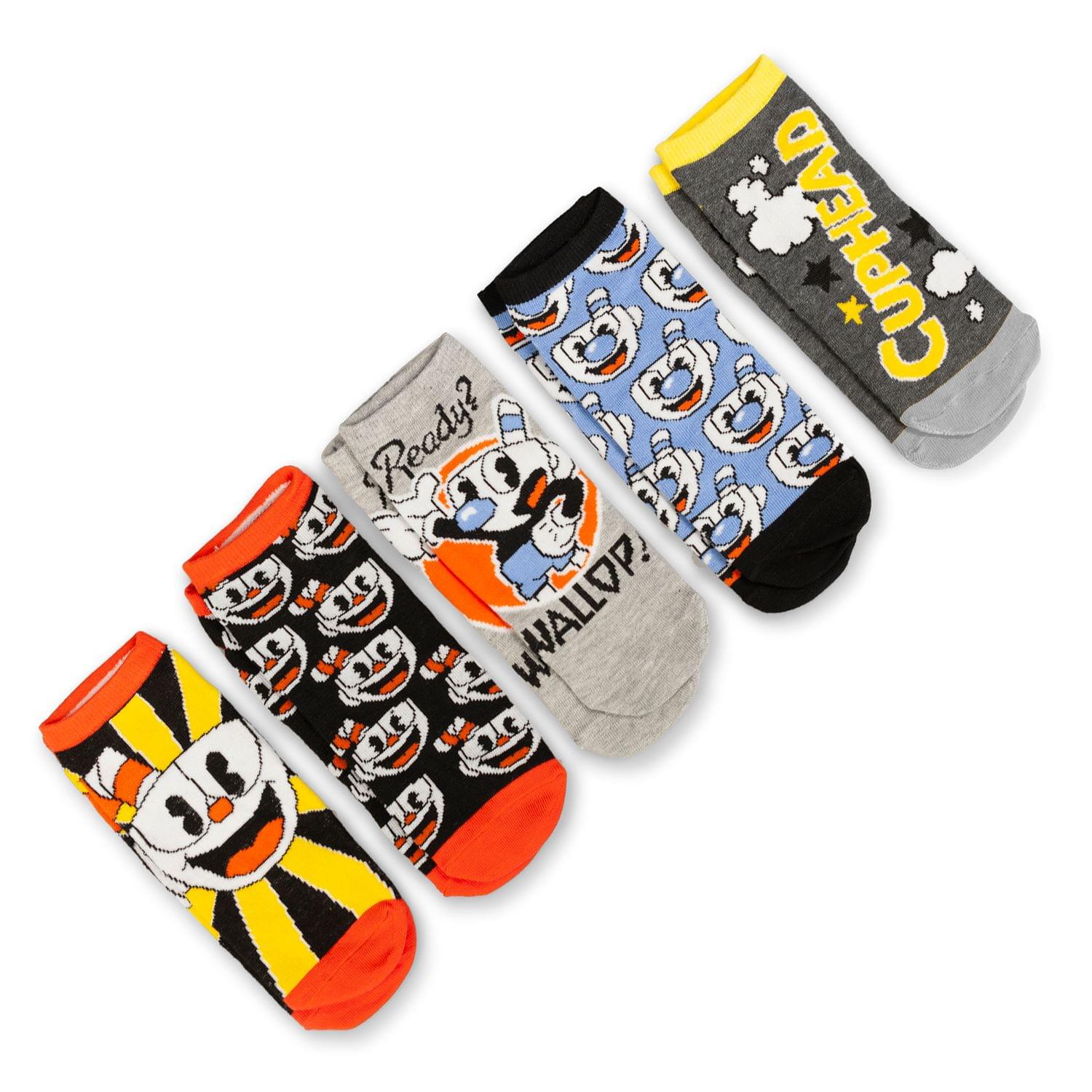 Cuphead Collectibles Adult Ankle Socks , Cuphead & Mugman Wallop Socks , 5 Pack