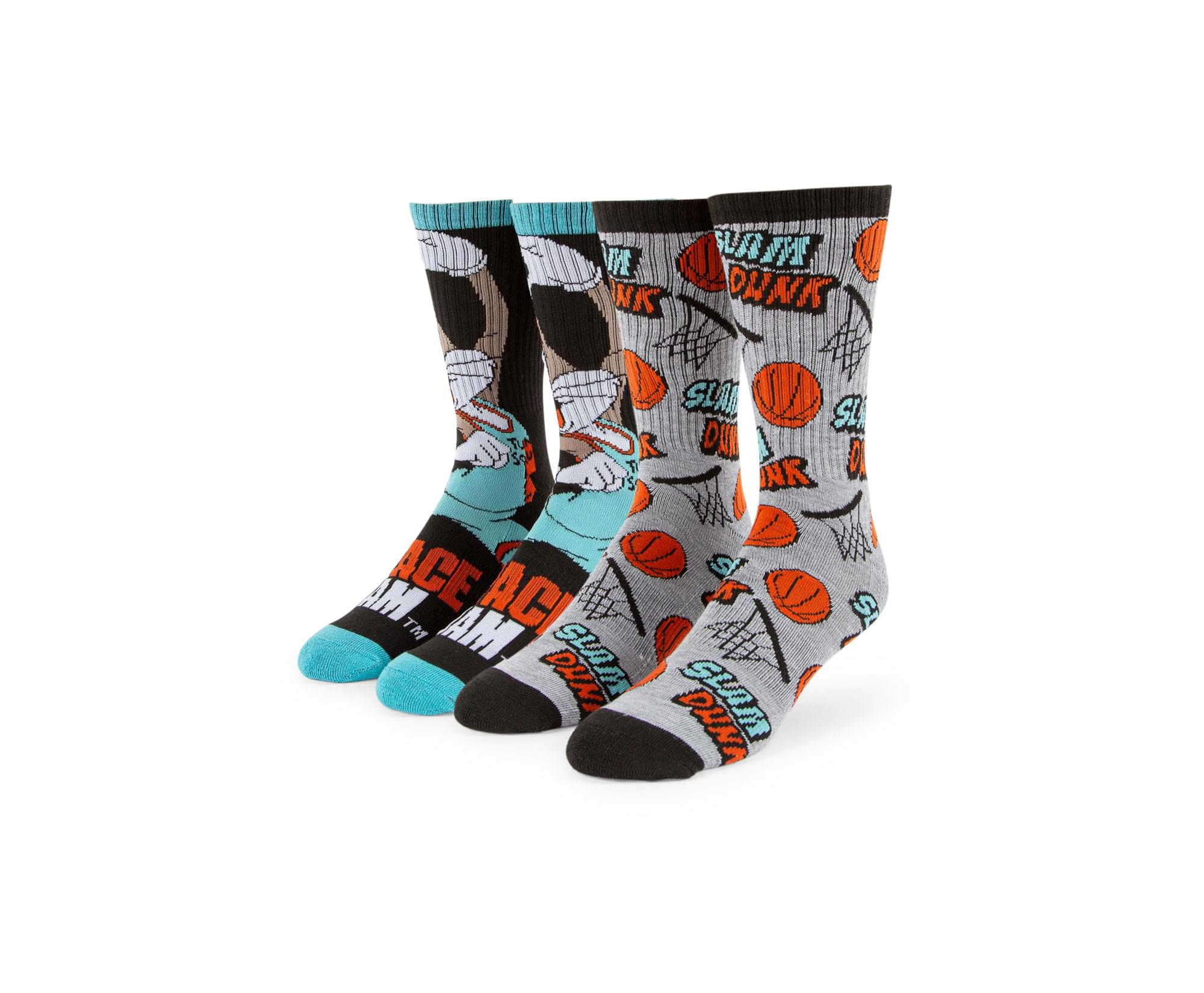 Space Jam Unisex Athletic Crew Socks , 2 Pairs , Size 6-12