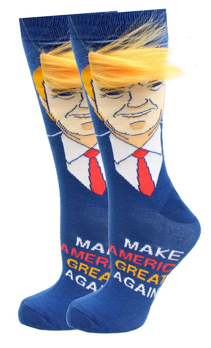 Donald Trump Collection , Trump With Hair Crew Sock Exclusive,Sizes 6 - 12