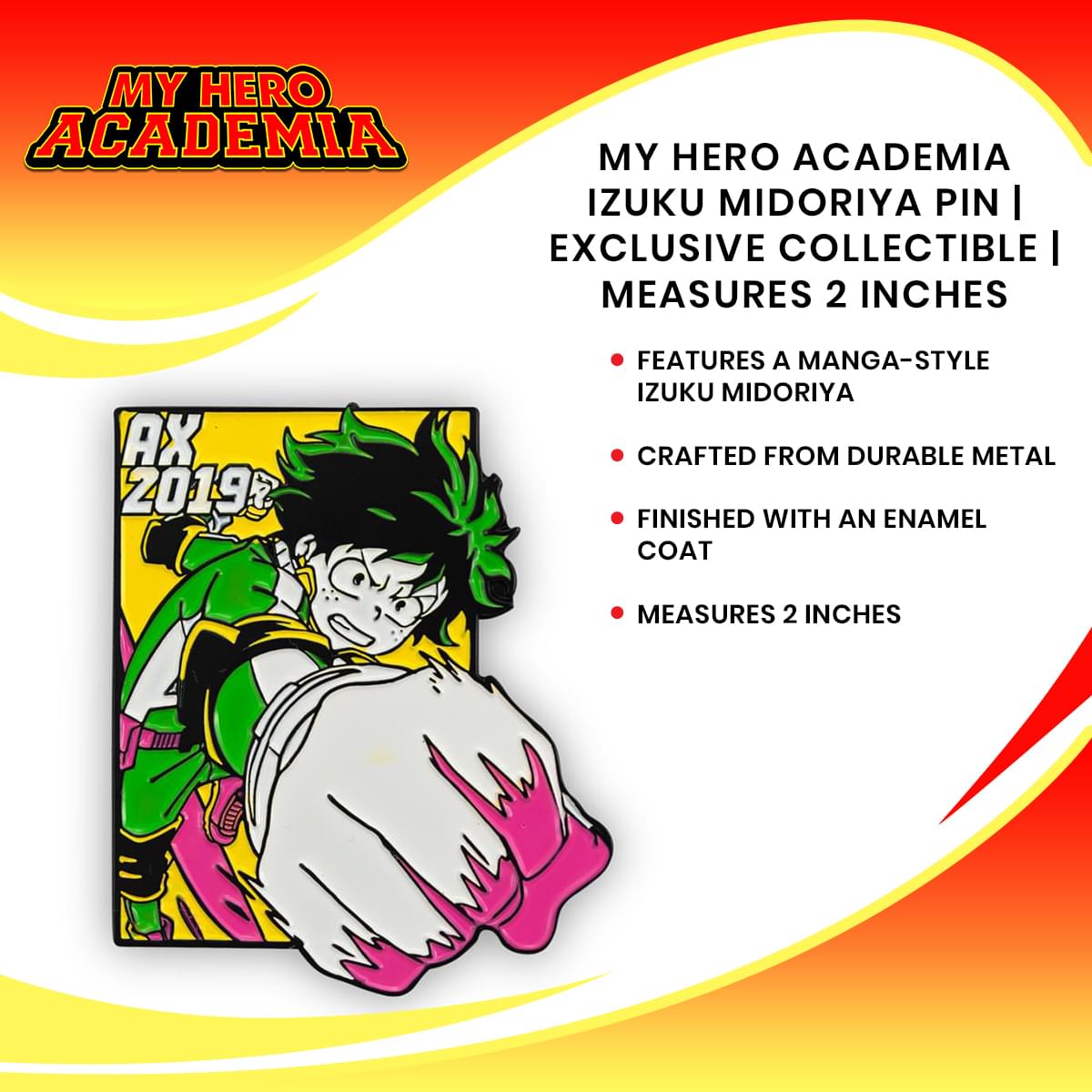 My Hero Academia Izuku Midoriya Exclusive 2 Inch Enamel Pin Free Shi 