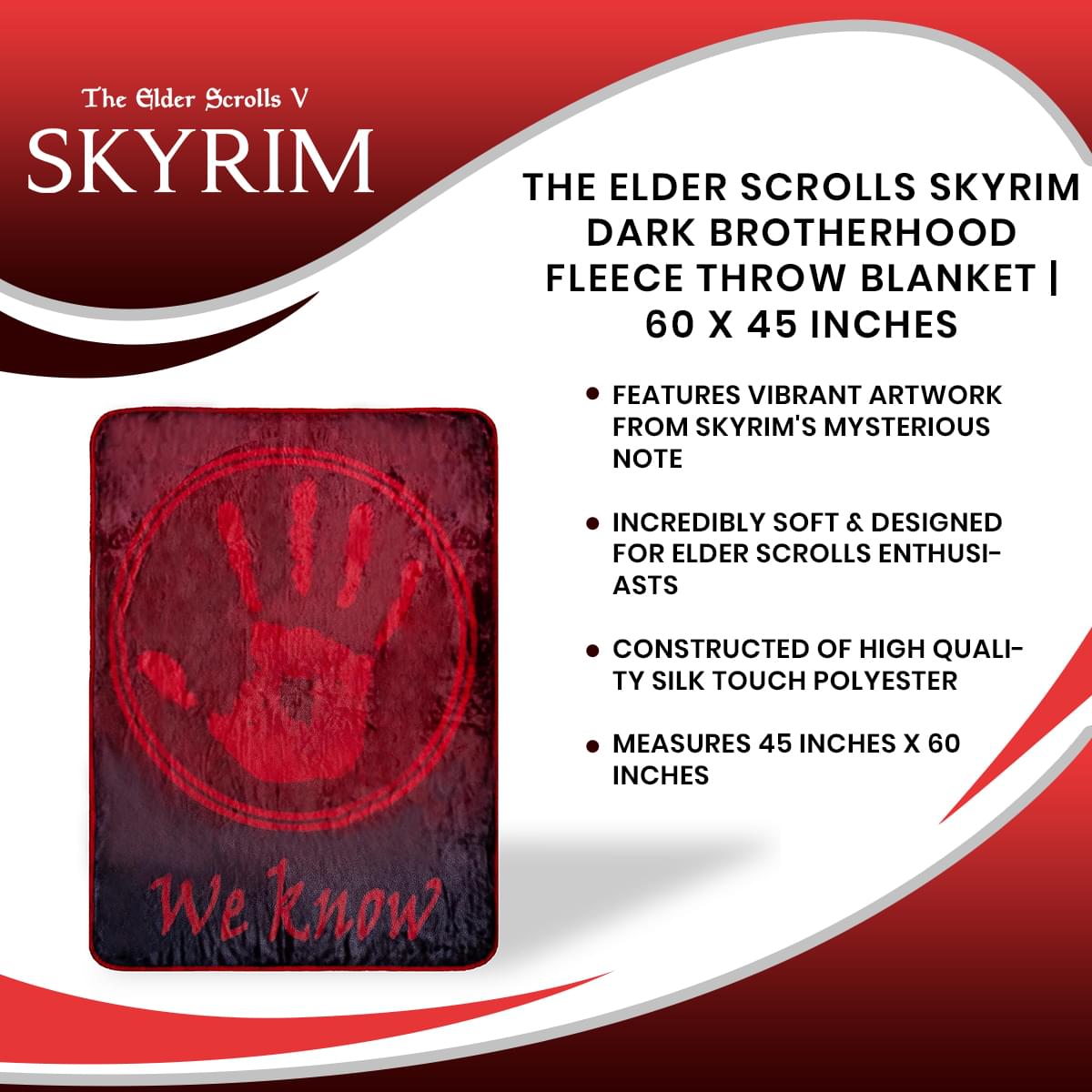 free shipping elder scrolls skyrim we know 45x60 inch fleece throw b toynk toys toynk toys