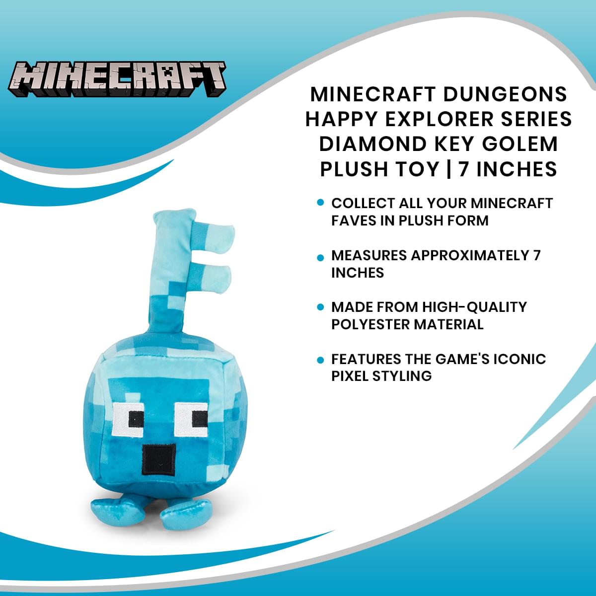 Minecraft Dungeons 7 Inch Diamond Key Golem Plush Free Shipping Toynk Toys