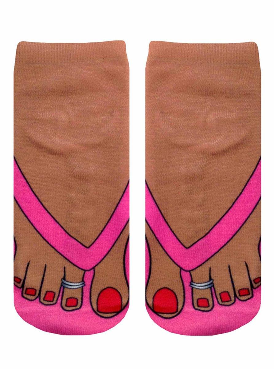 Flip Flops (Tan) Photo Print Ankle Socks | Free Shipping