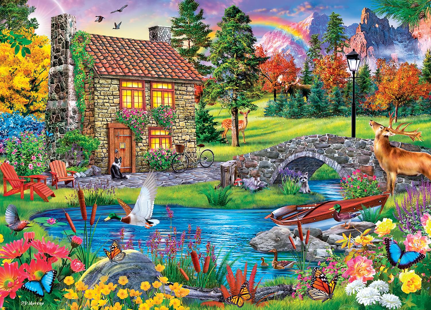 Stoney Brook Cottage 1000 Piece Linen Jigsaw Puzzle ...